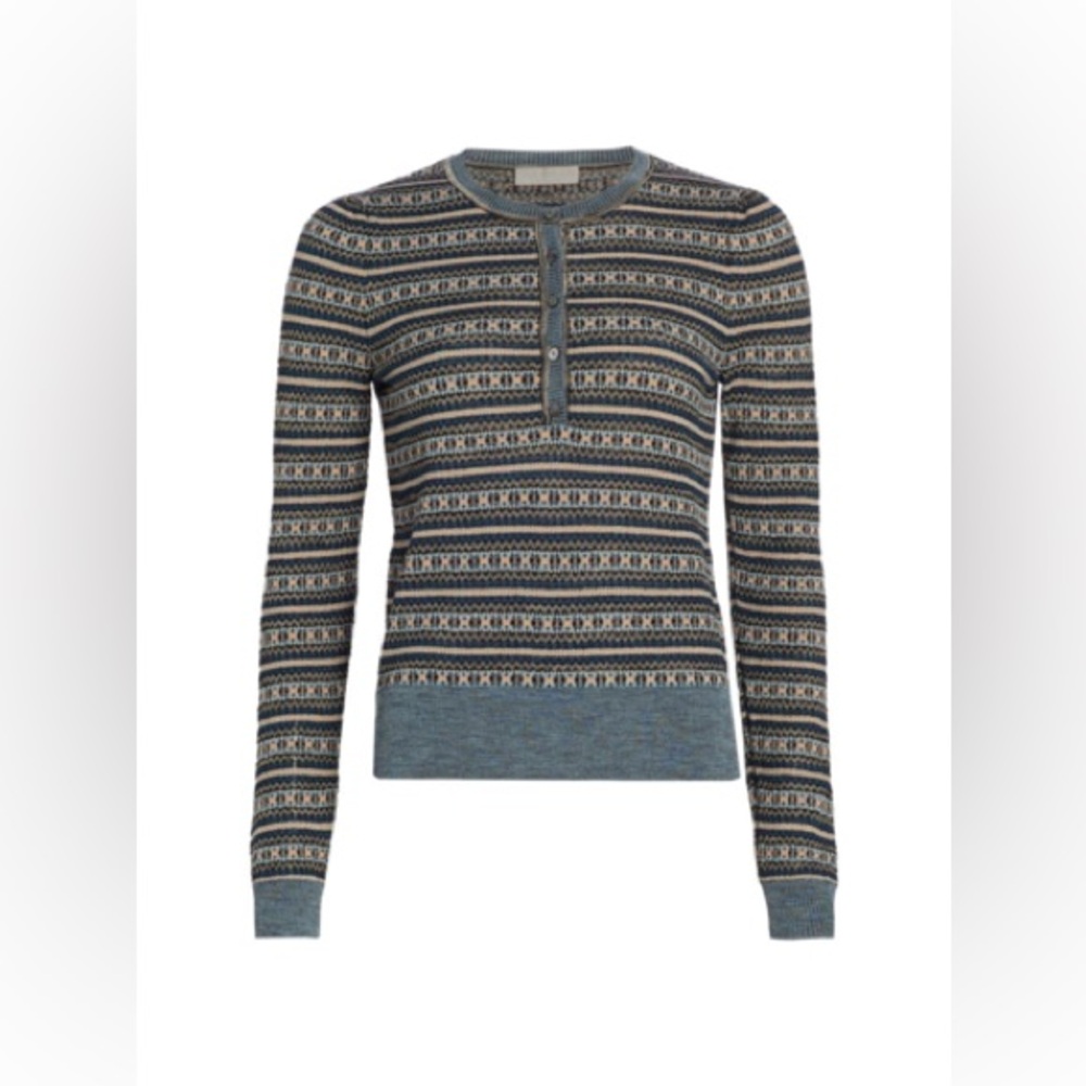 Ulla Johnson Robin Fair Isle Henley in Moonlight